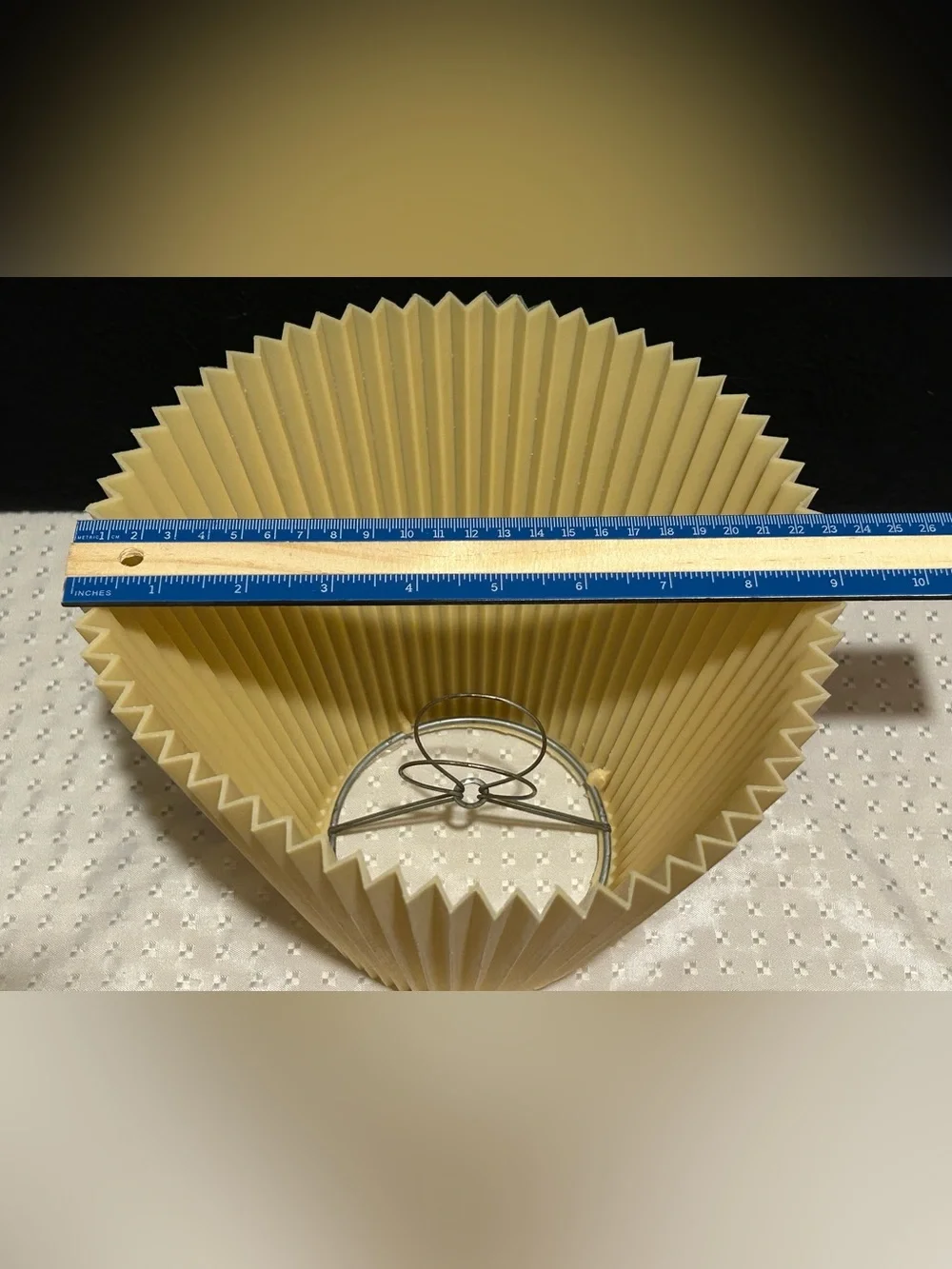 Vintage Light Creamy Yellow Hard Plastic Accordian Pleated Lampshade